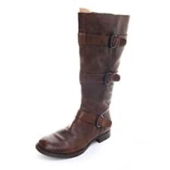 Born Umbra Women's Brown Leather Three Strap Riding Boots Sz 8 - Picture 1 of 7
